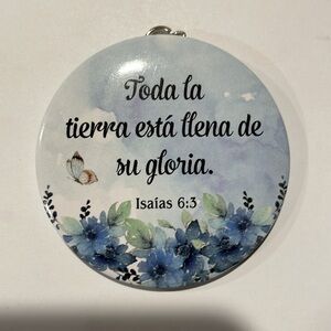 Inspirational Spanish Key Holder/Bag Charm/Mirror with Floral Design NWT